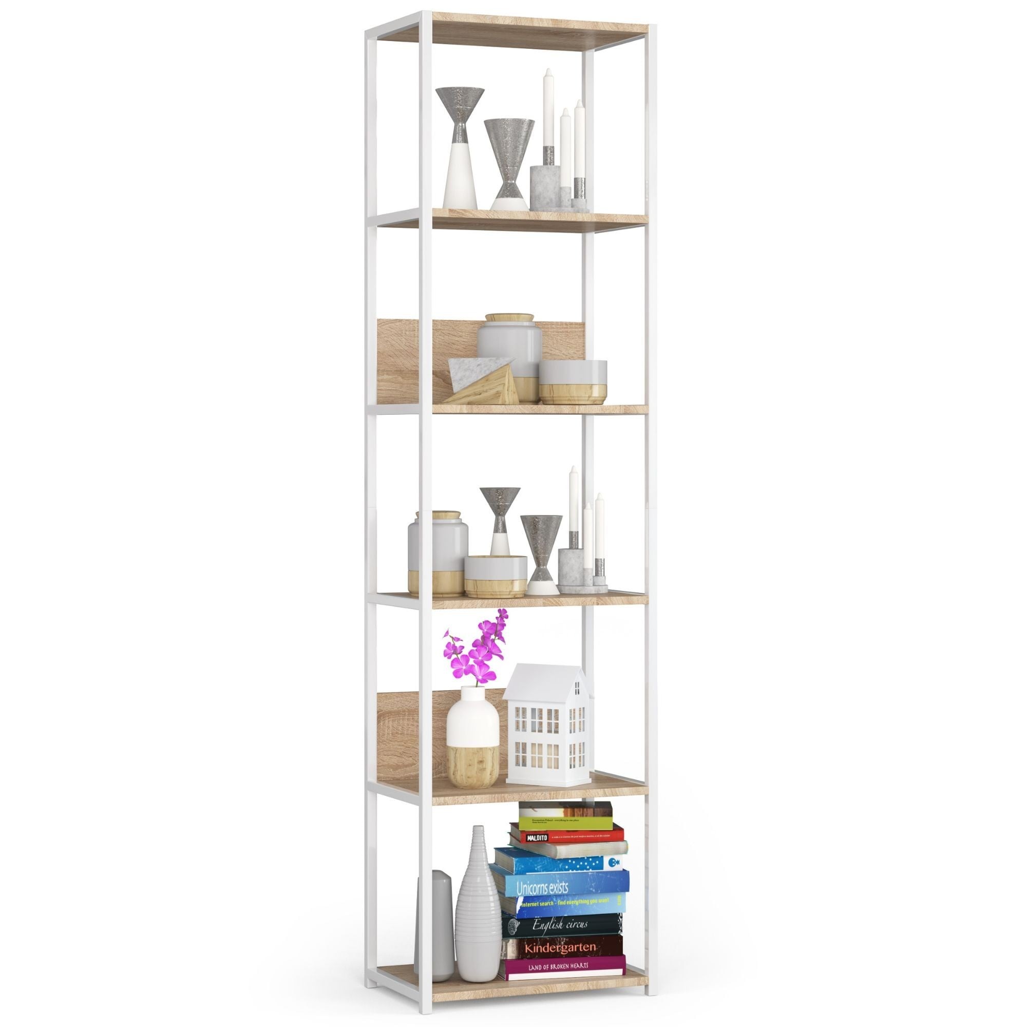 Ak furniture Regál LOFT 50 cm bílý/dub sonoma