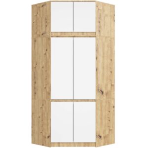 Ak furniture Rohová šatní skříň CLP 100 cm 6D dub artisan/bílá
