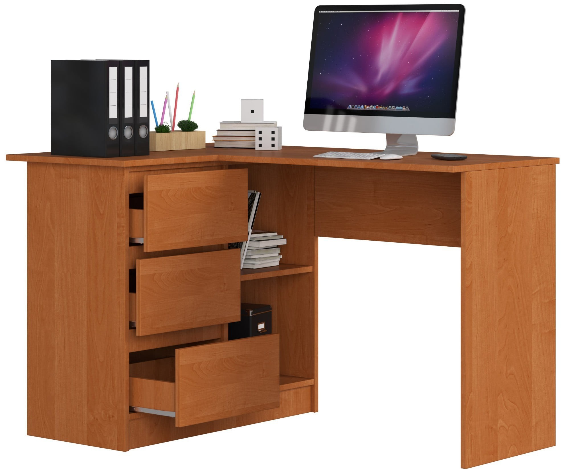 Ak furniture Rohový psací stůl B16 124 cm olše levý - Obrázek 2
