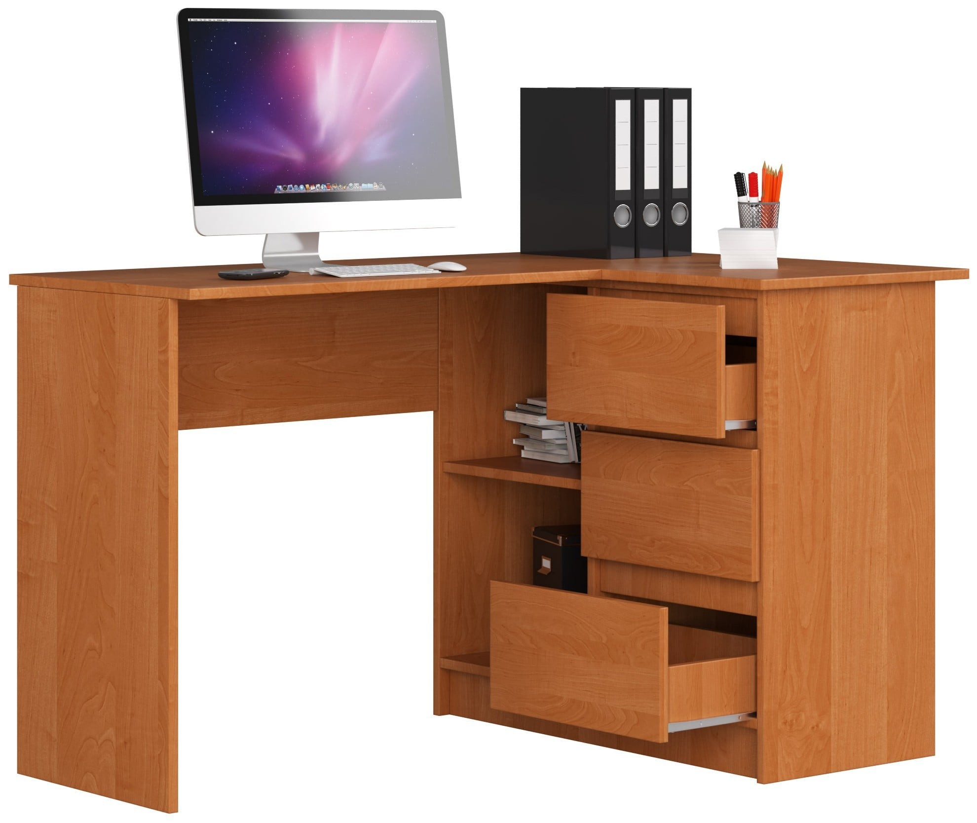 Ak furniture Rohový psací stůl B16 124 cm olše pravý - Obrázek 2