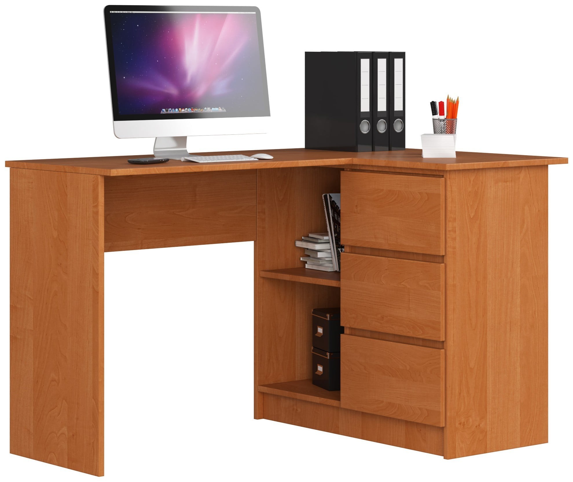 Ak furniture Rohový psací stůl B16 124 cm olše pravý