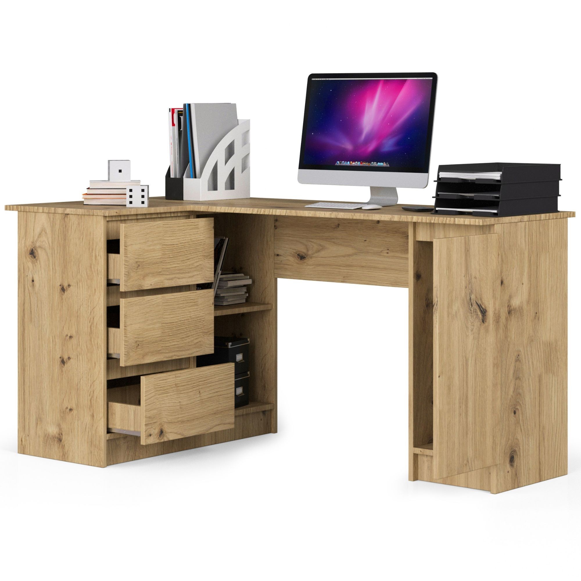 Ak furniture Rohový psací stůl B20 155 cm dub artisan levý - Obrázek 2
