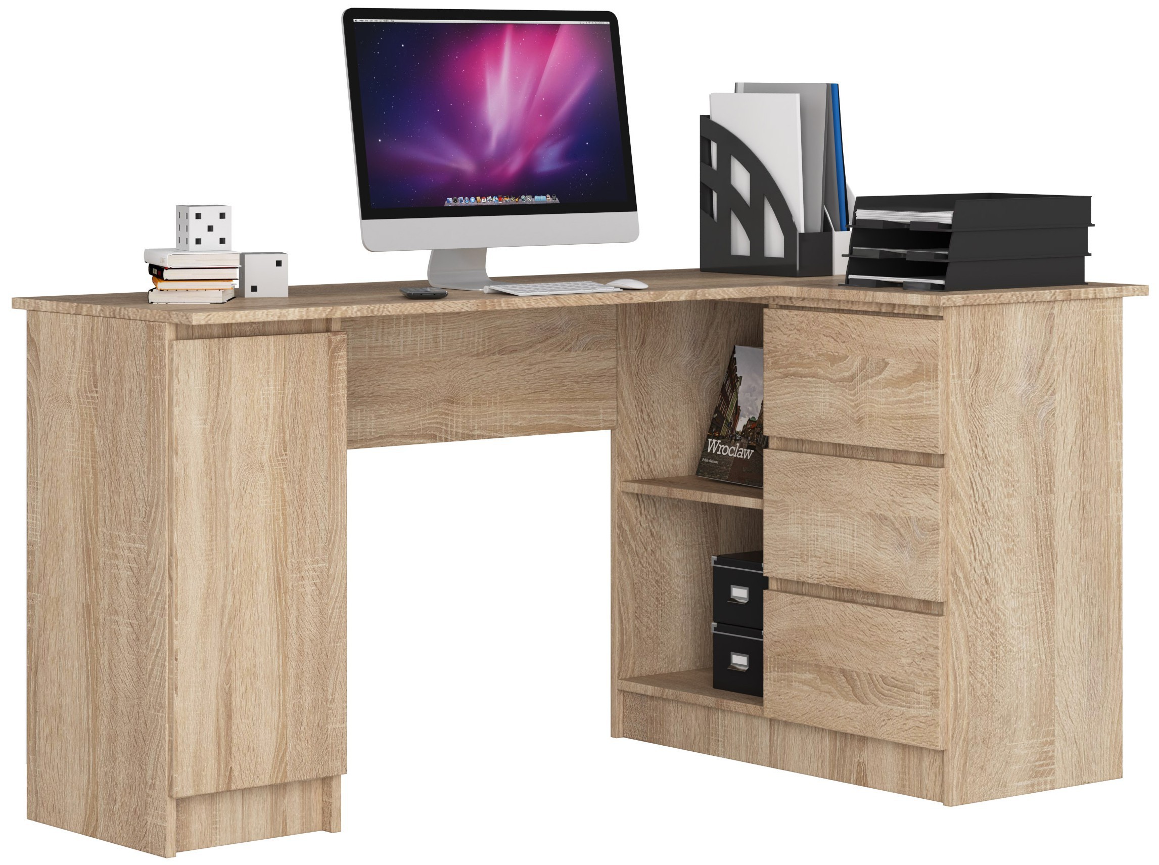 Ak furniture Rohový psací stůl B20 155 cm dub sonoma pravý