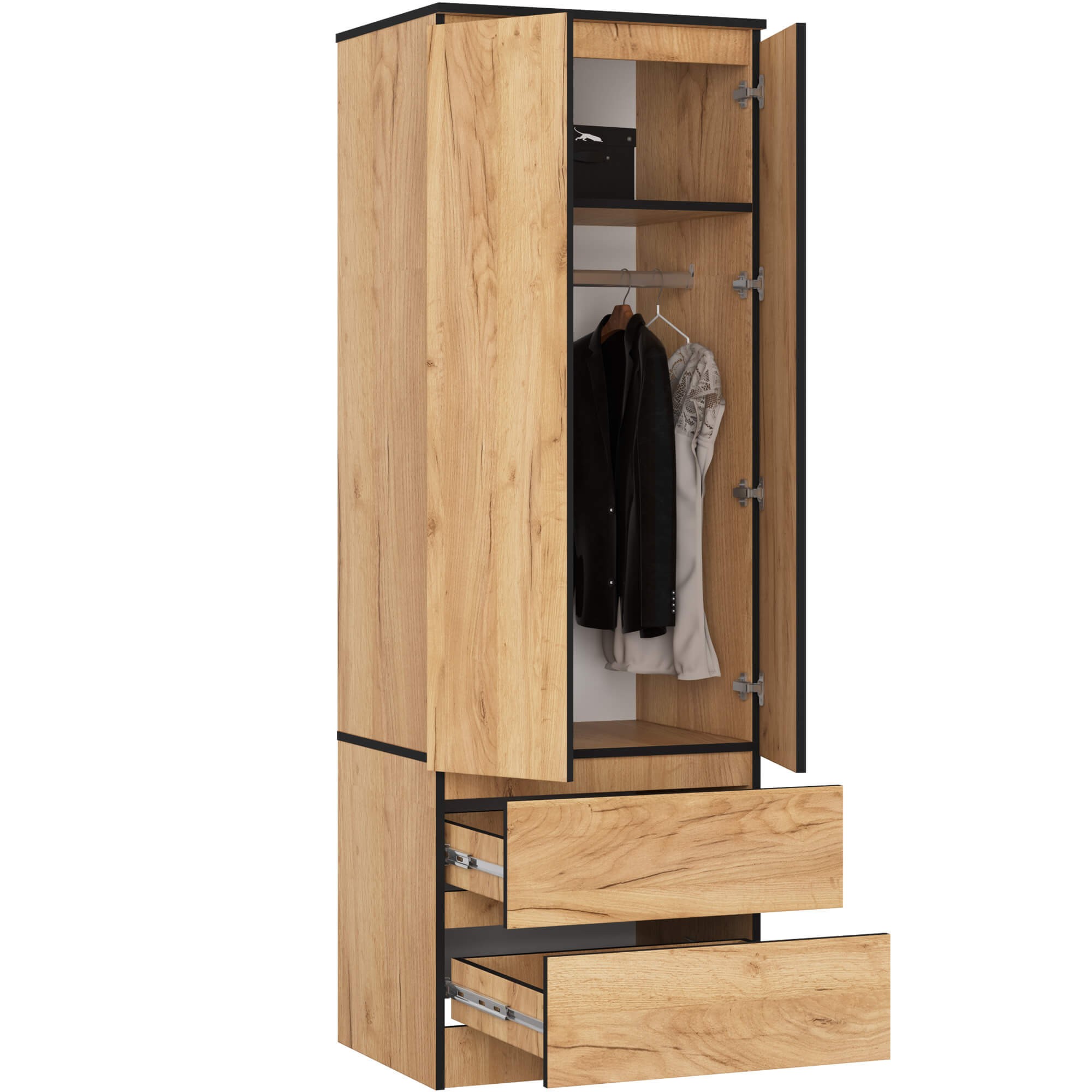 Ak furniture Šatní skříň STAR 60 cm dub craft zlatý - Obrázek 2