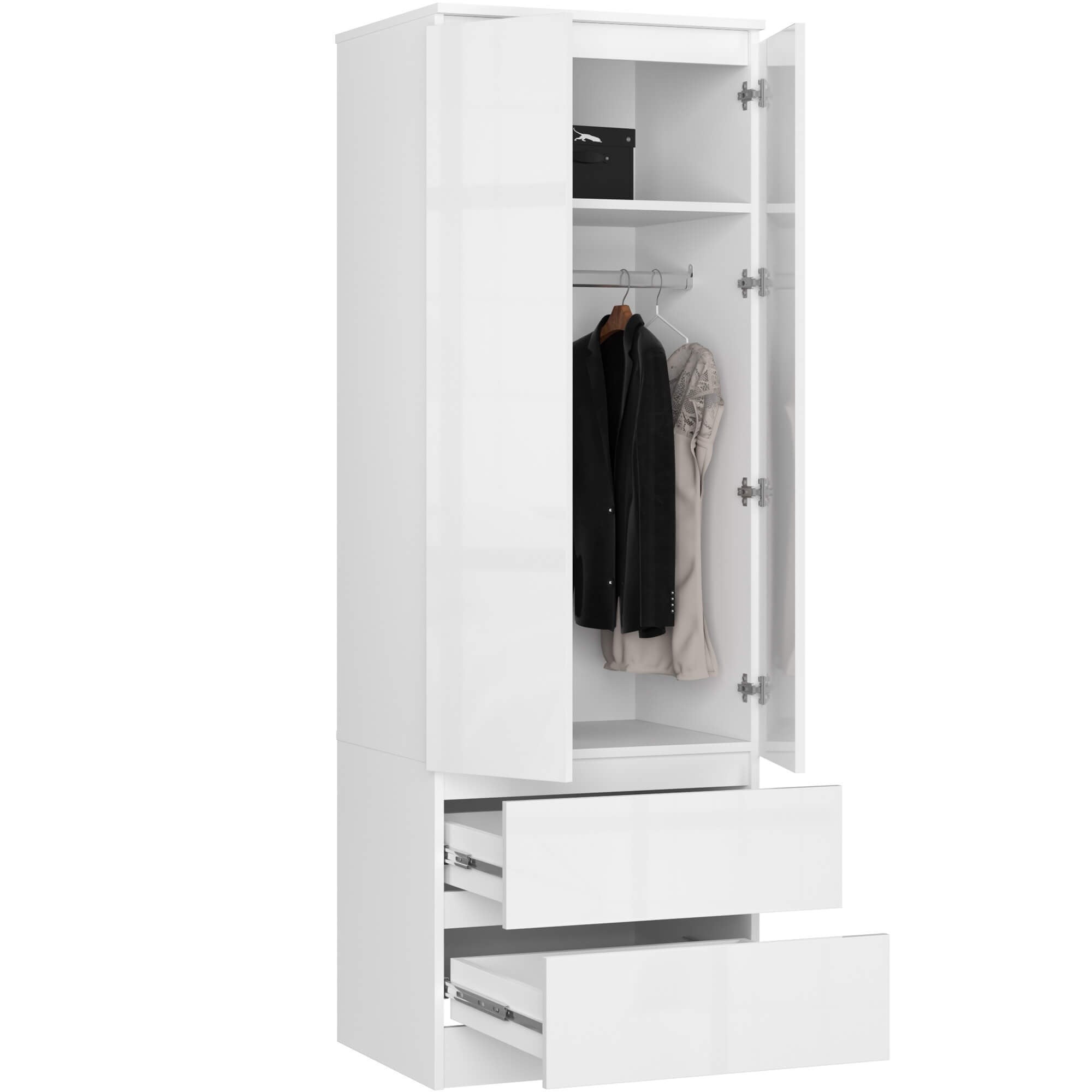 Ak furniture Šatní skříň Star 60 cm bílá lesk - Obrázek 2