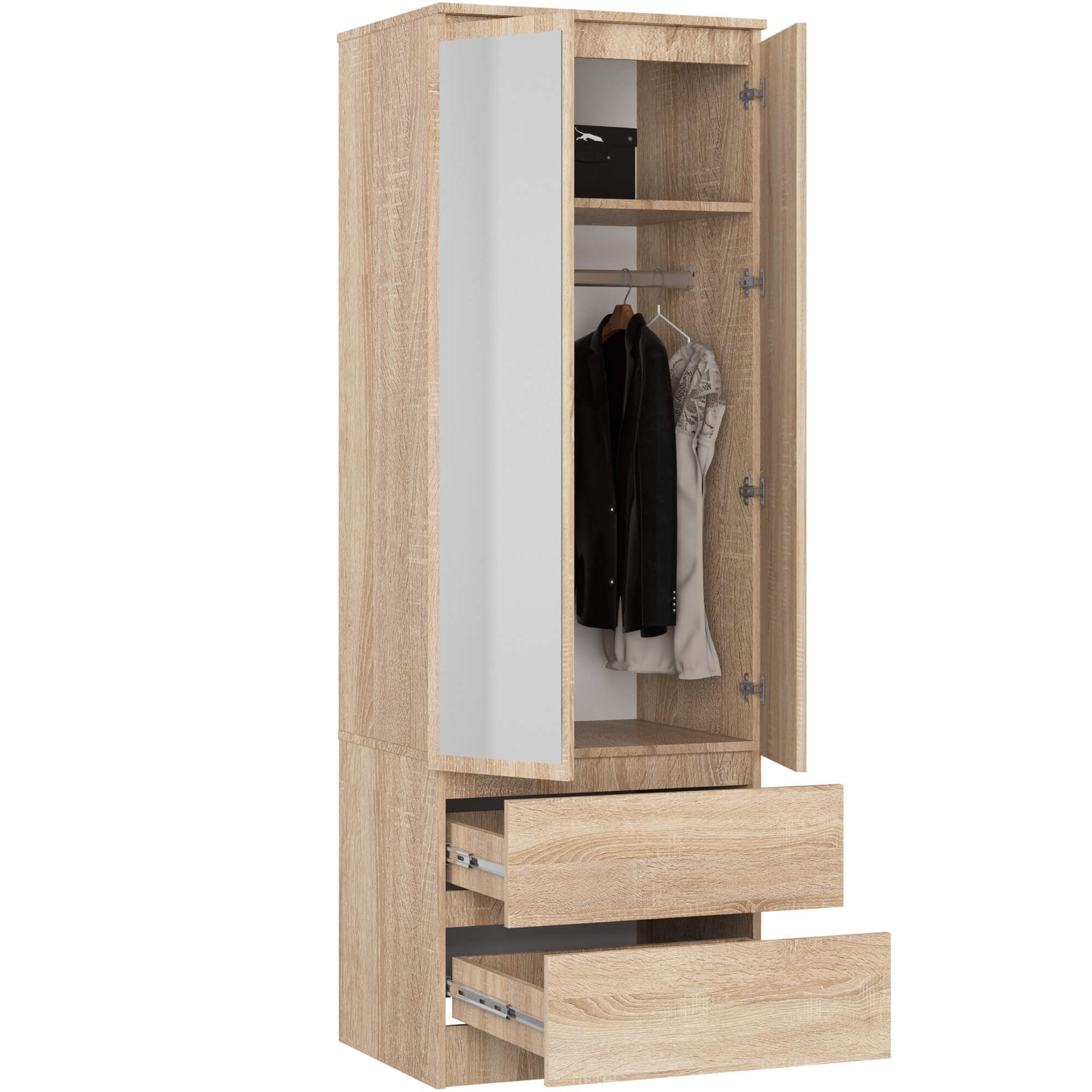 Ak furniture Šatní skříň Star se zrcadlem 60 cm dub sonoma - Obrázek 2