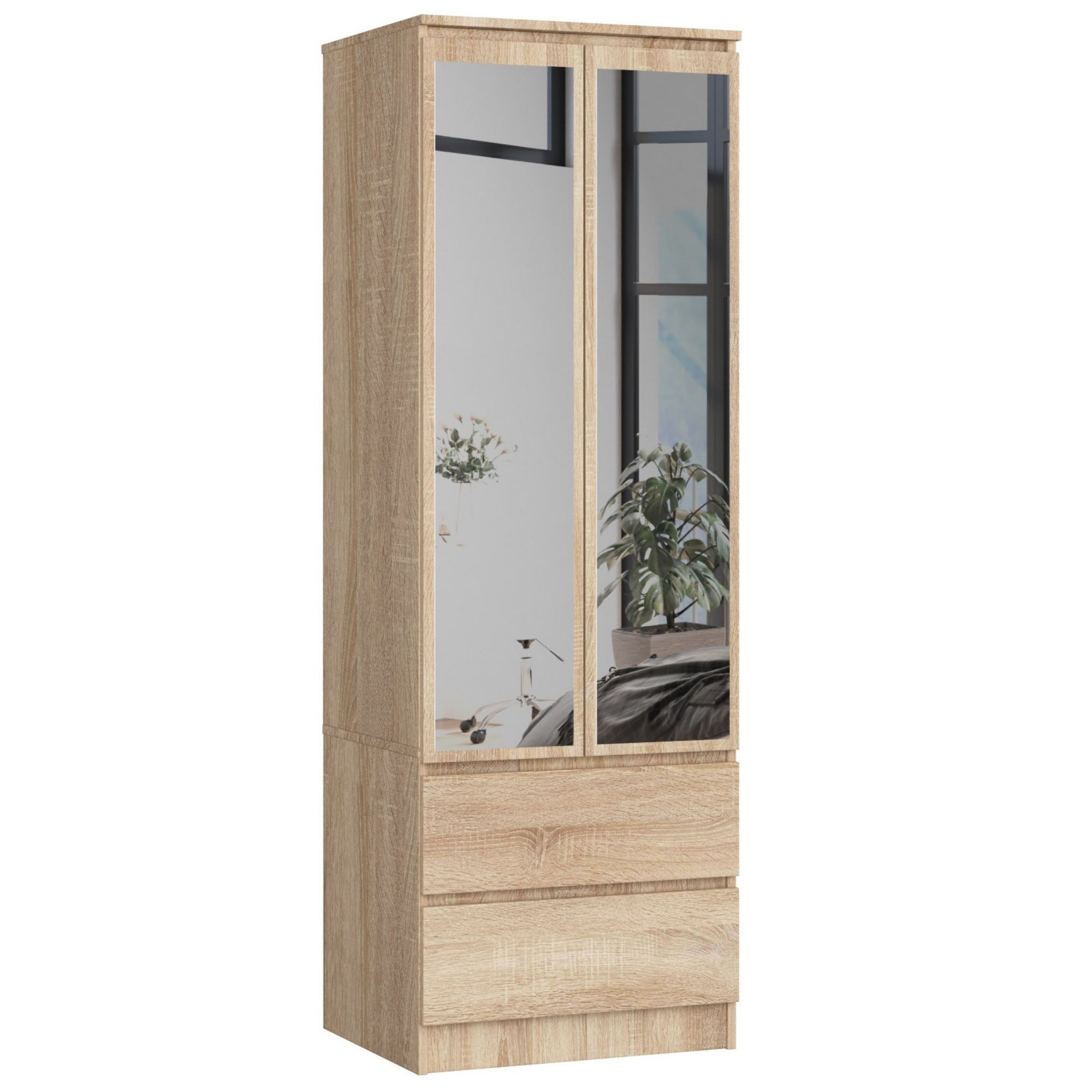 Ak furniture Šatní skříň Star se zrcadlem 60 cm dub sonoma