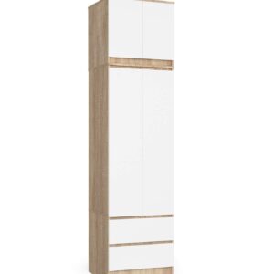 Ak furniture Šatní skříň s nástavcem STAR 234 cm bílá/dub sonoma