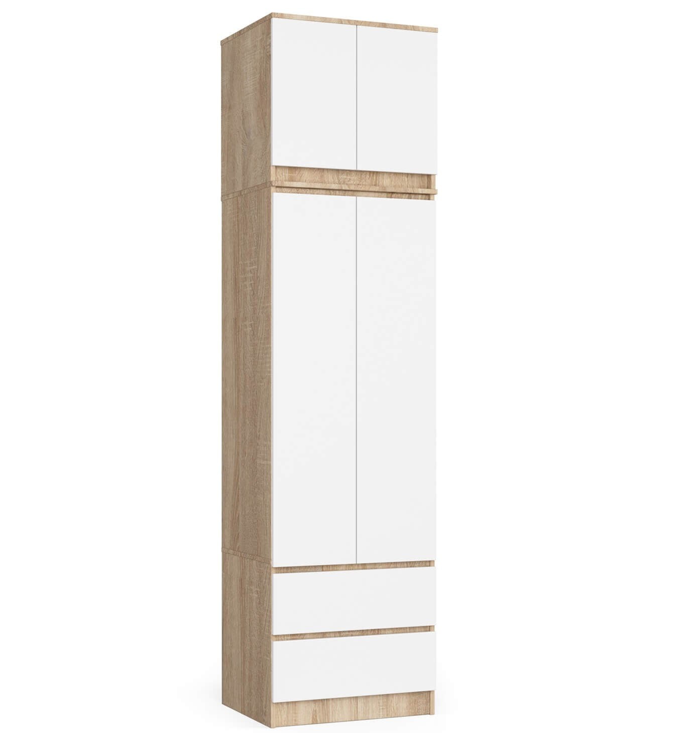 Ak furniture Šatní skříň s nástavcem STAR 234 cm bílá/dub sonoma
