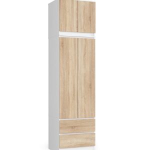 Ak furniture Šatní skříň s nástavcem STAR 60 cm bílá/dub sonoma