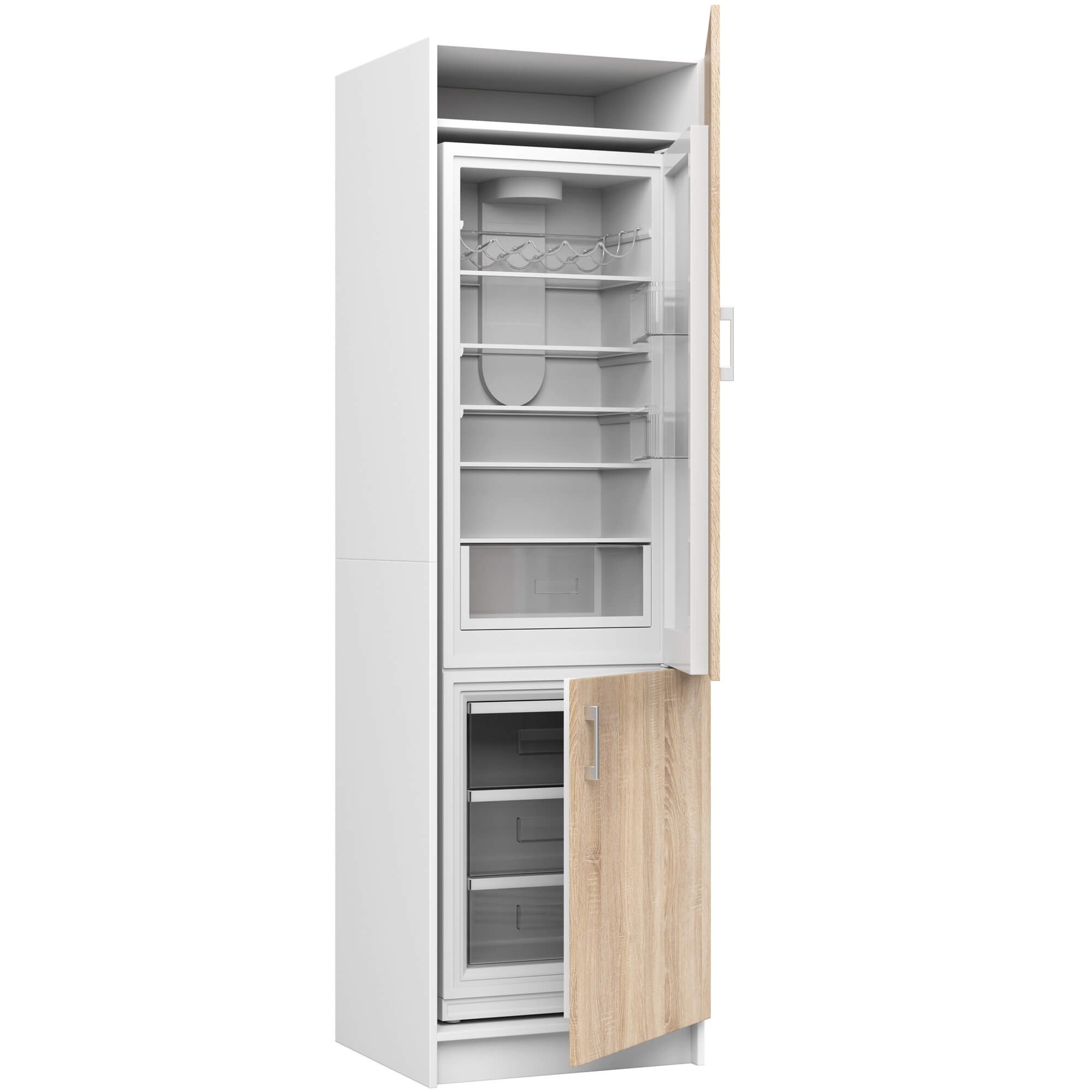 Ak furniture Skříň na vestavnou chladničku S 60cm Artus bílá/sonoma - Obrázek 2