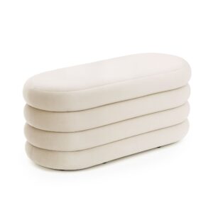 Ak furniture Taburet Puffo II krémový