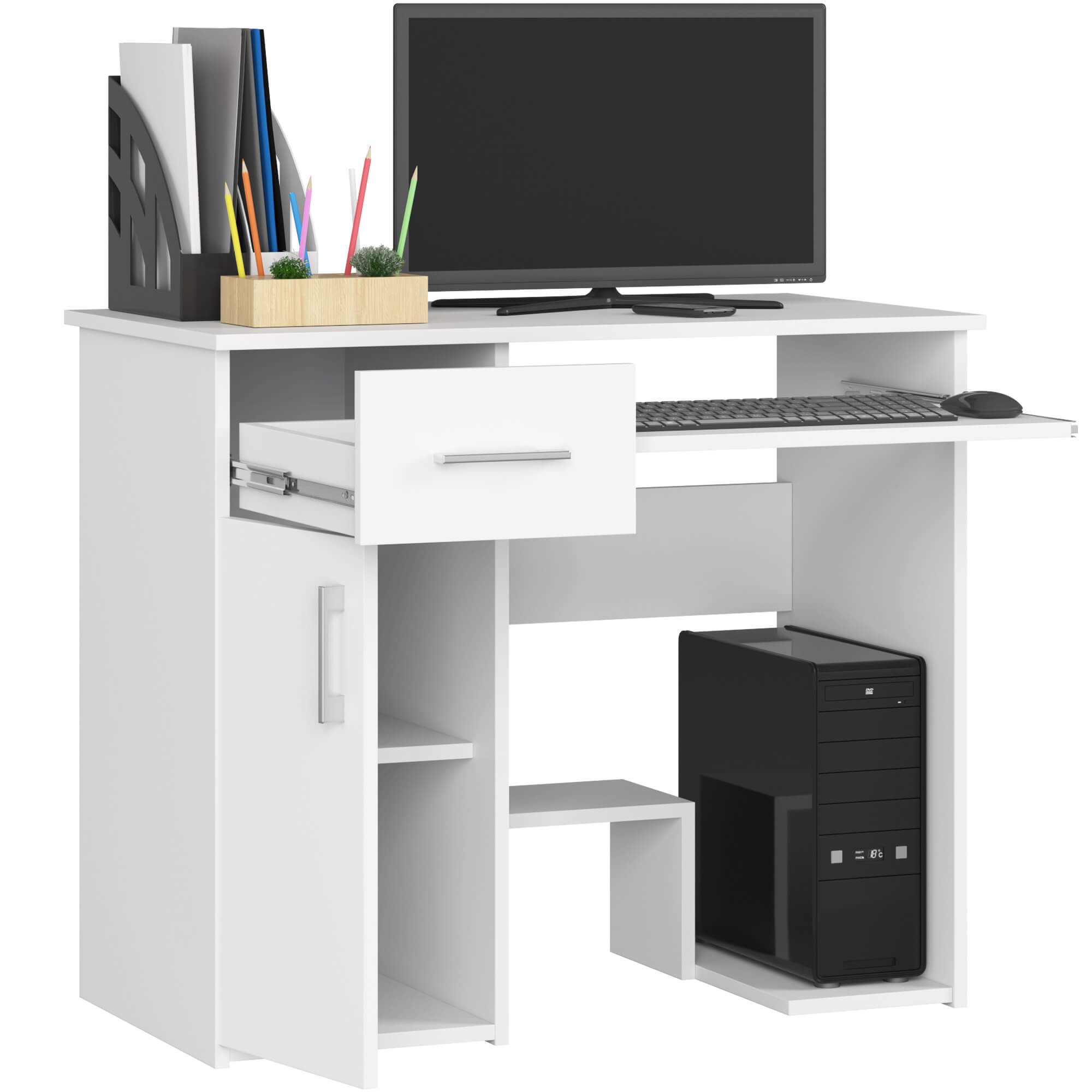 Ak furniture Volně stojící psací stůl Jay 90 cm bílý - Obrázek 2