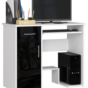Ak furniture Volně stojící psací stůl Jay 90 cm bílý/černý lesk