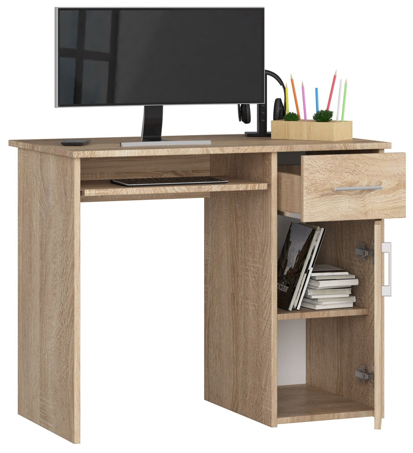 Ak furniture Volně stojící psací stůl Pin 90 cm dub sonoma - Obrázek 2