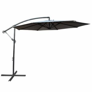 Ak furniture Zahradní slunečník ASTER s boční nohou 300 cm světle šedý