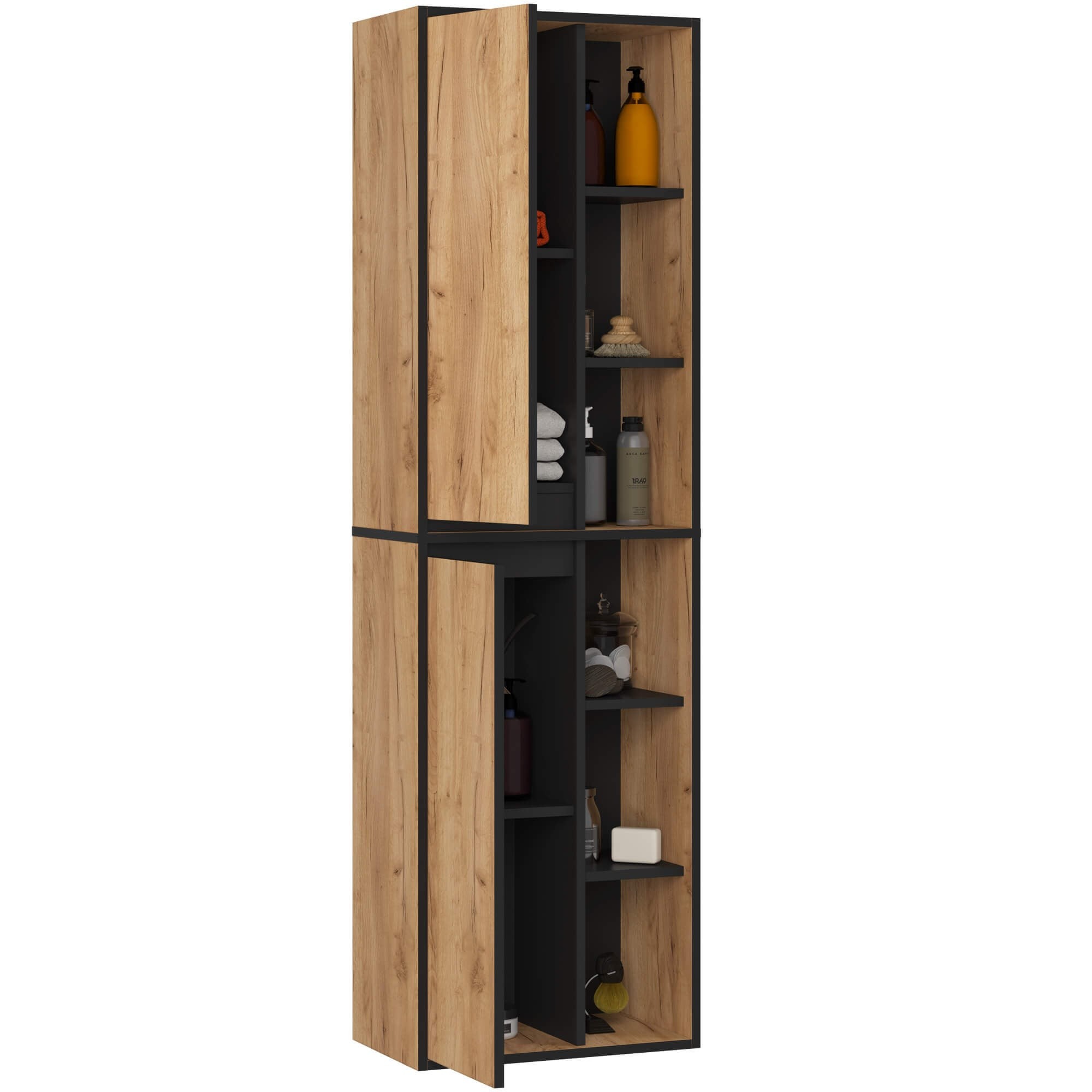 Ak furniture Závěsná koupelnová skříňka VAMI 50 cm dub craft/černá - Obrázek 2