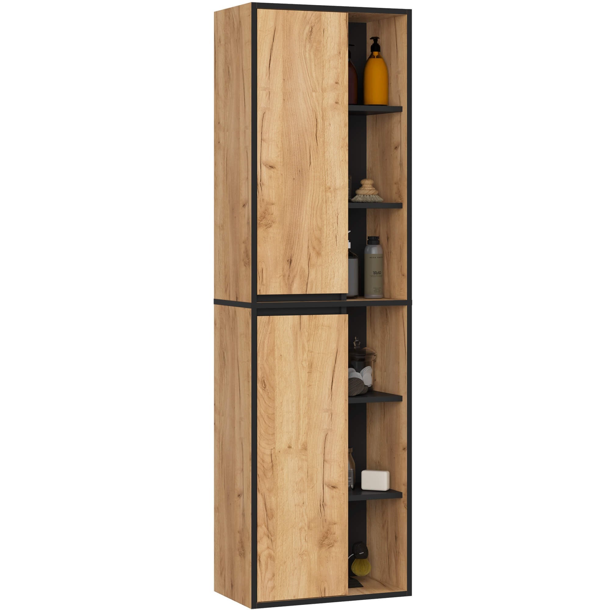 Ak furniture Závěsná koupelnová skříňka VAMI 50 cm dub craft/černá