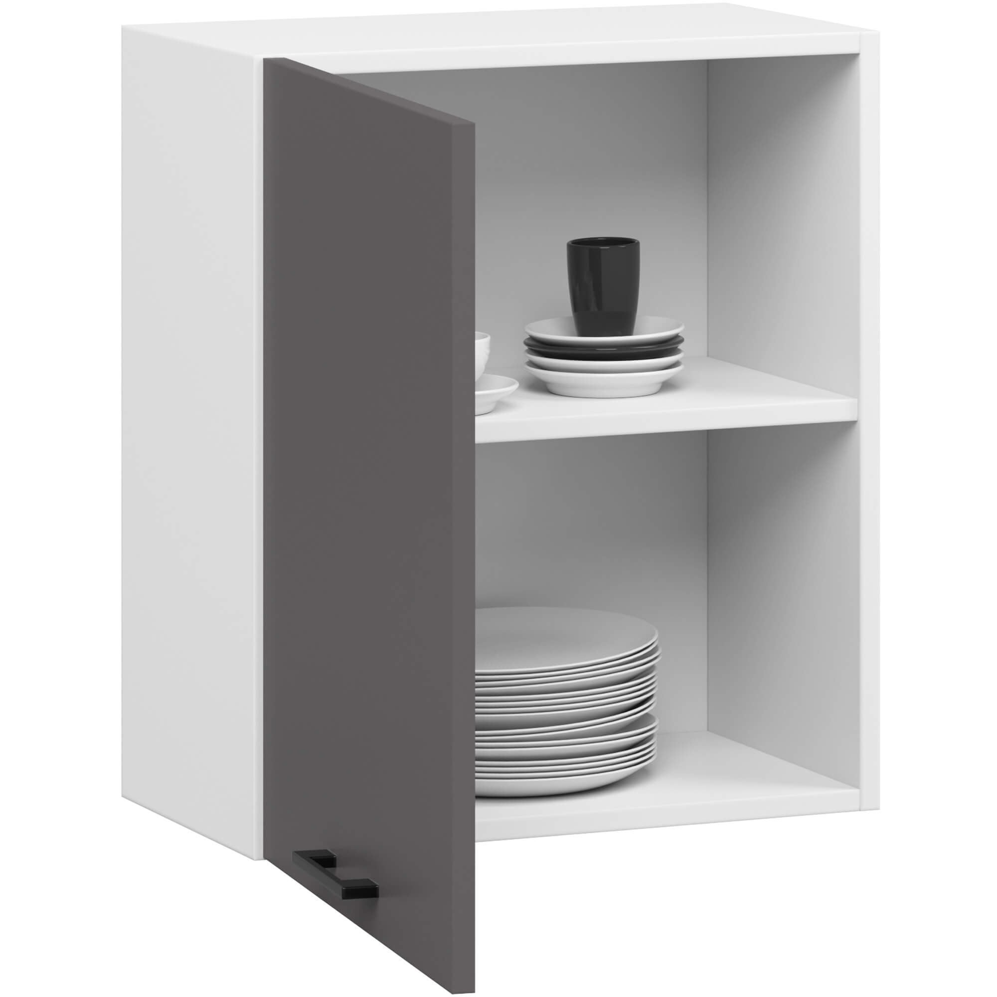 Ak furniture Závěsná kuchyňská skříňka OLIVIE 50x58 cm matná bílá/matná grafitově šedá - Obrázek 2