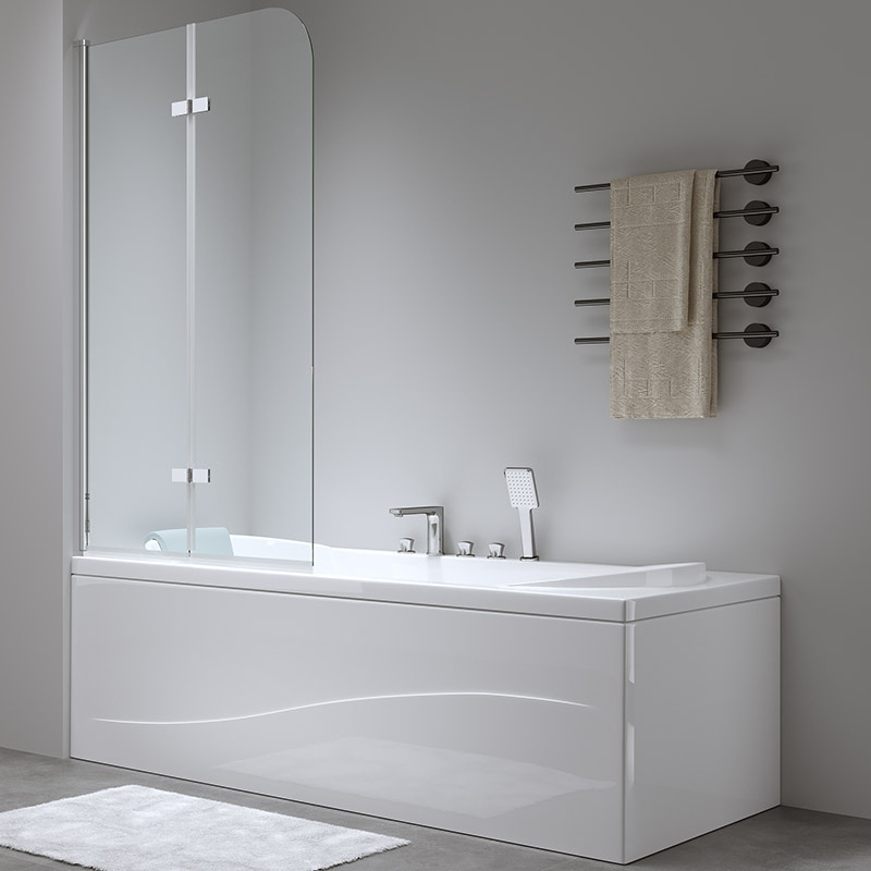 BPS-koupelny Dvoudílná vanová zástěna HYD-PR04 80x140 chrom/transparent - Obrázek 2