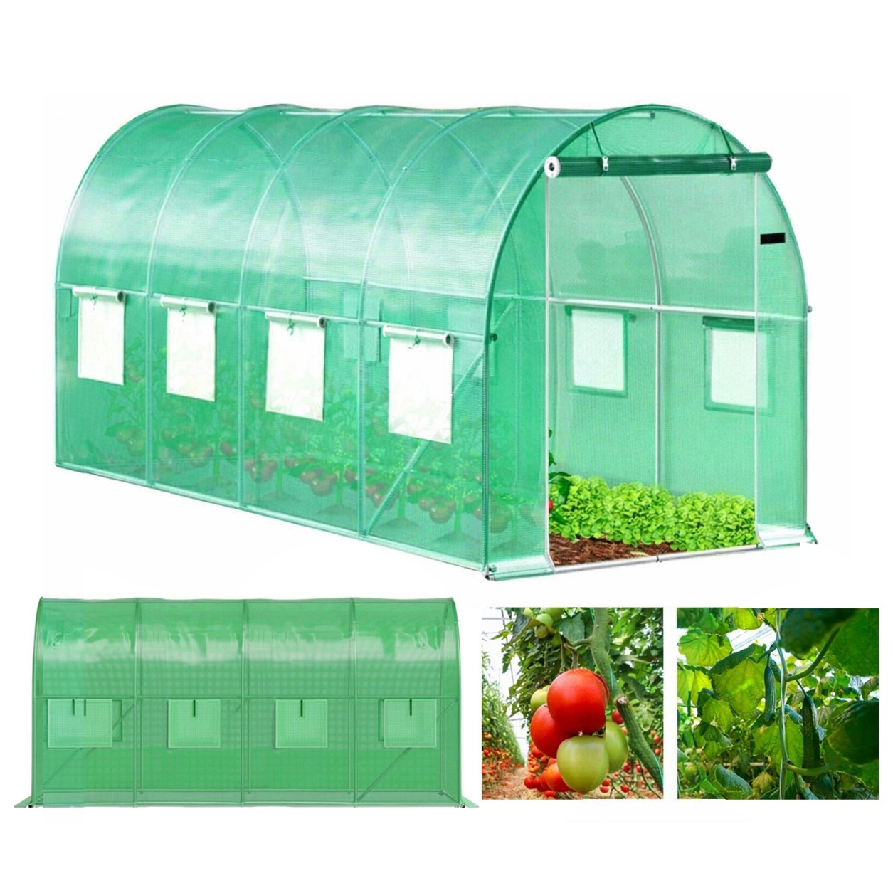 Bauerkraft Zahradní fóliovník Berno 6x3x2 m zelený - Obrázek 2