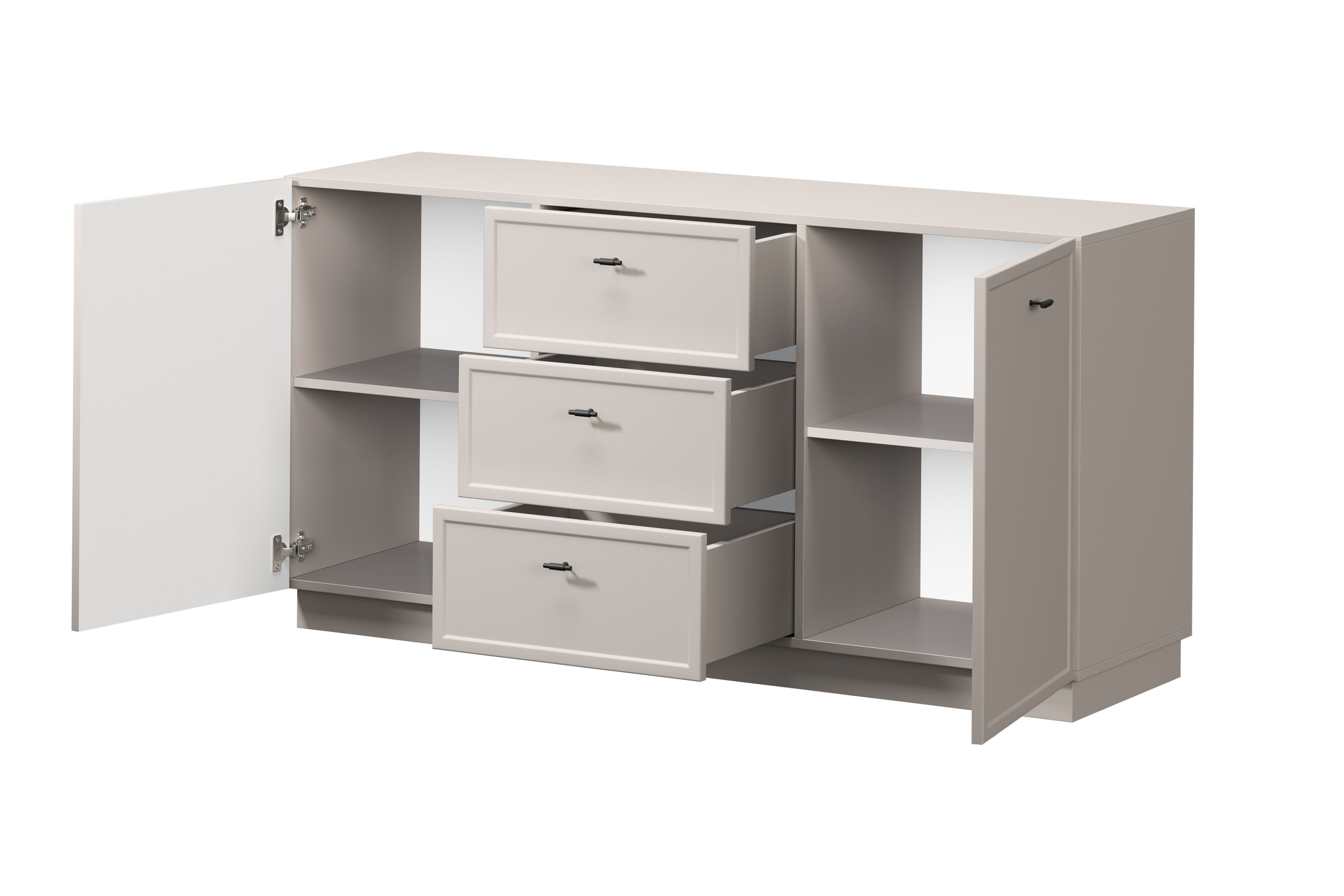 Bogart Komoda Lorano 150 cm se zásuvkami - kašmír/černé úchyty T-bar - Obrázek 2