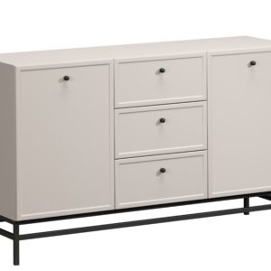 Bogart Komoda Lorano 150 cm se zásuvkami - kašmír/černé úchyty/kovový rám