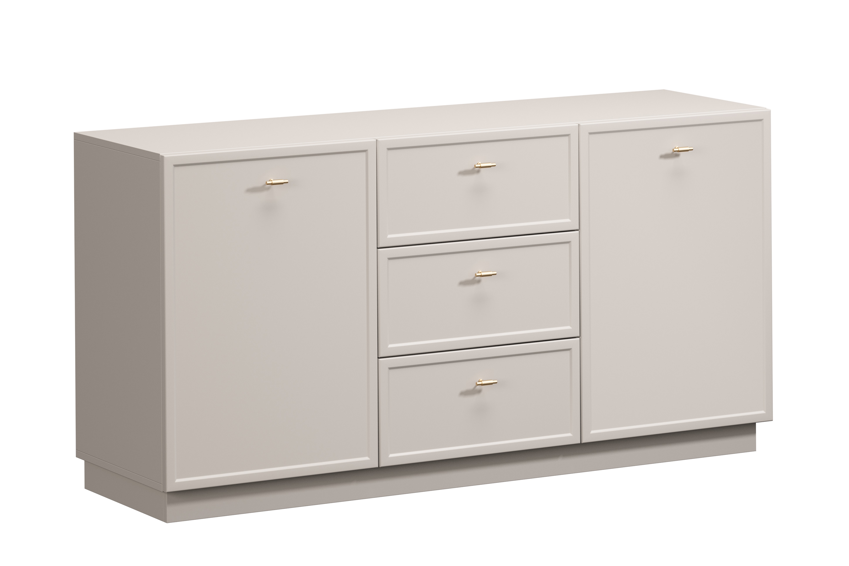 Bogart Komoda Lorano 150 cm se zásuvkami - kašmír/zlaté úchytky T-bar