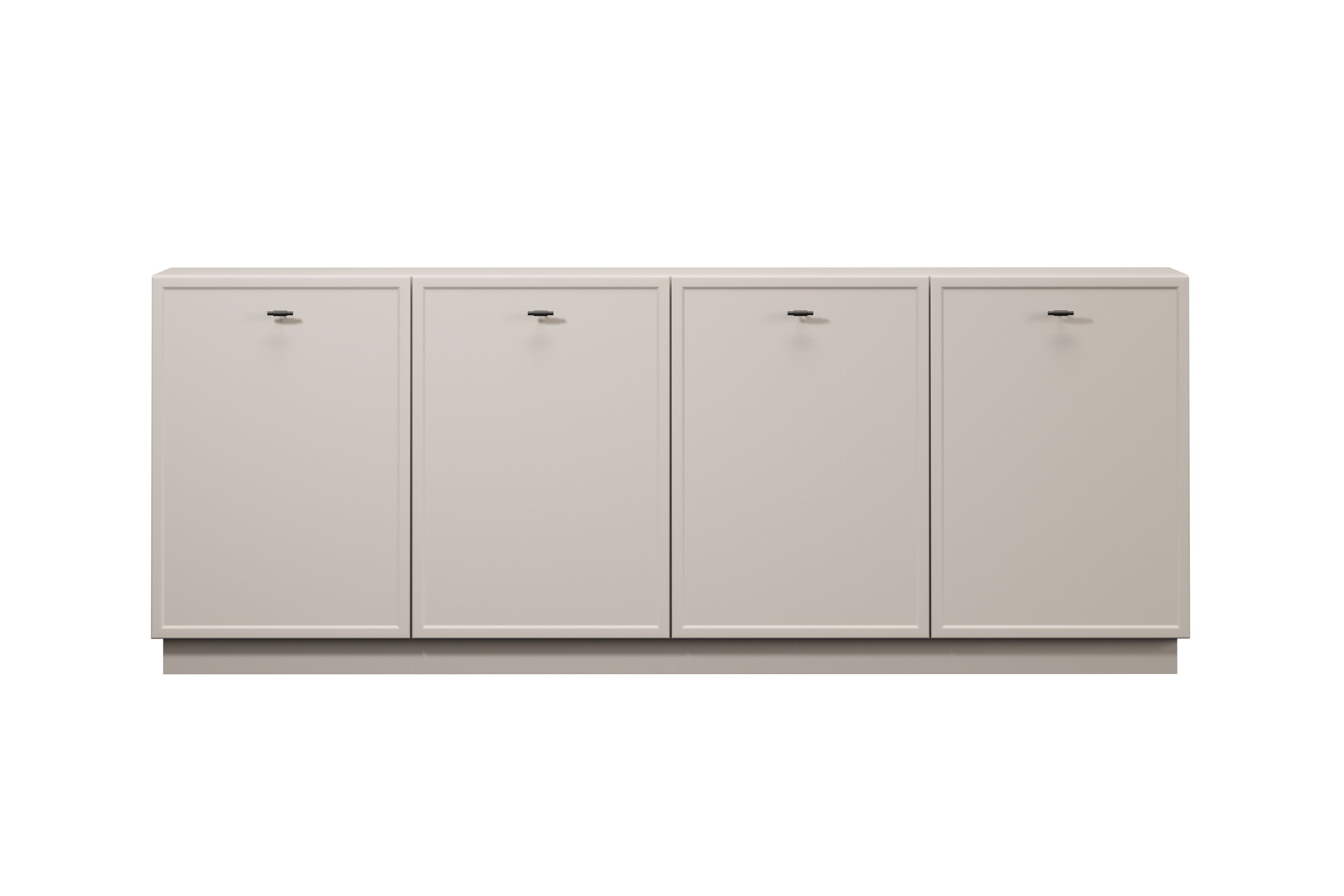 Bogart Komoda Lorano 200 cm čtyřdveřová - kašmír/černé madla T-bar - Obrázek 2