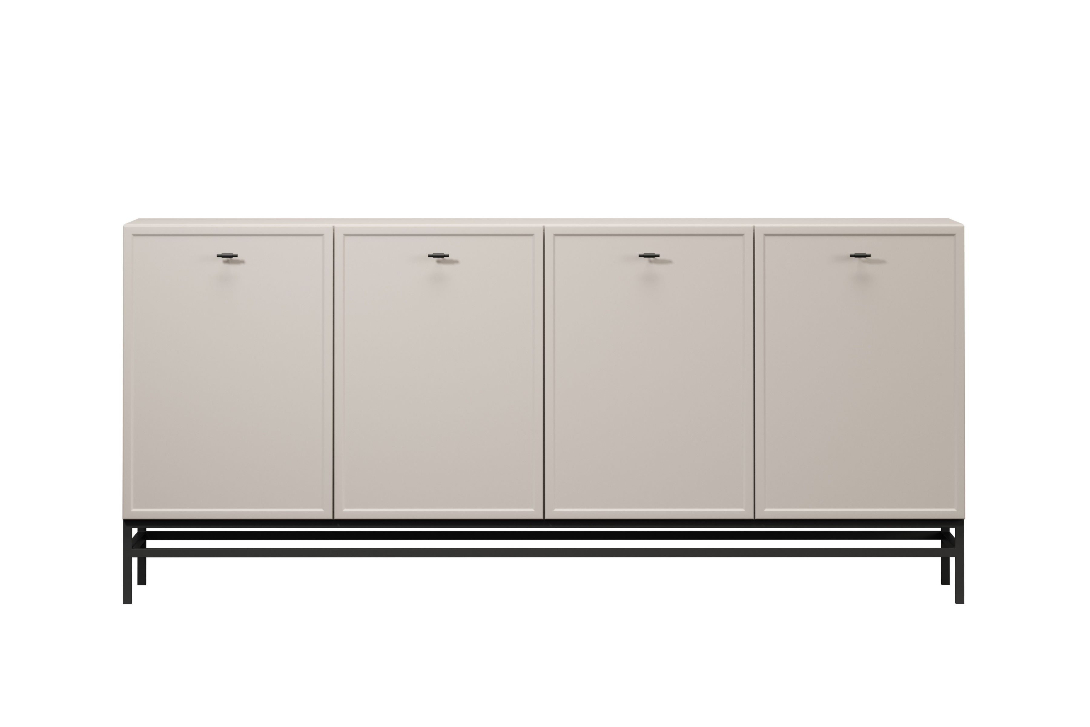 Bogart Komoda Lorano 200 cm čtyřdveřová - kašmír/černé úchyty T-bar/kovové nohy - Obrázek 2