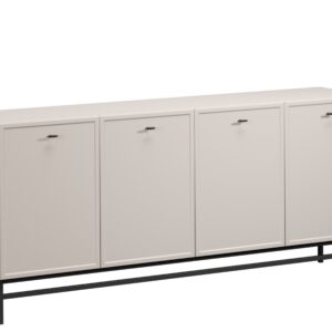 Bogart Komoda Lorano 200 cm čtyřdveřová - kašmír/černé úchyty T-bar/kovové nohy