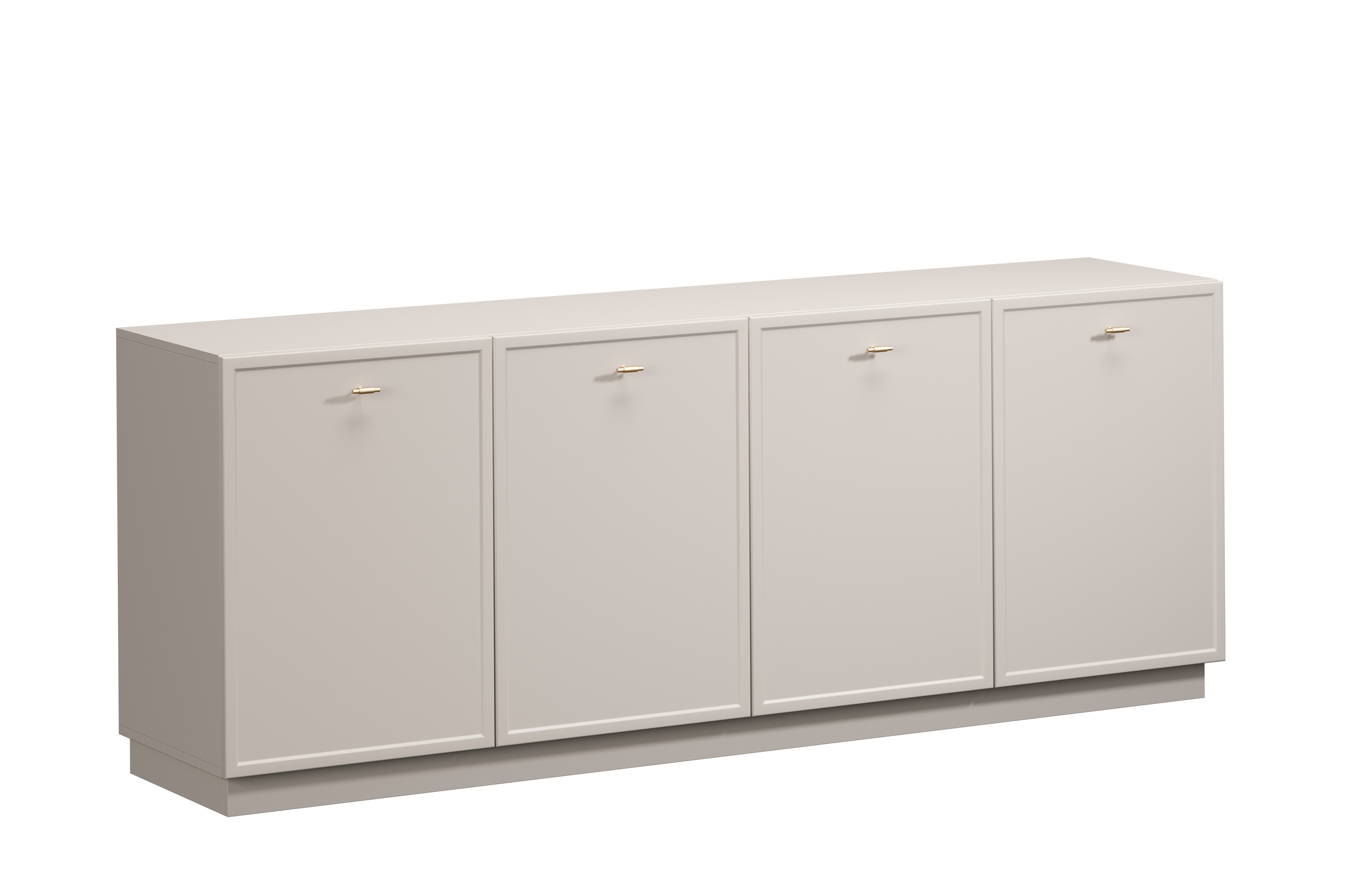 Bogart Komoda Lorano 200 cm čtyřdveřová - kašmír/zlaté úchytky T-bar