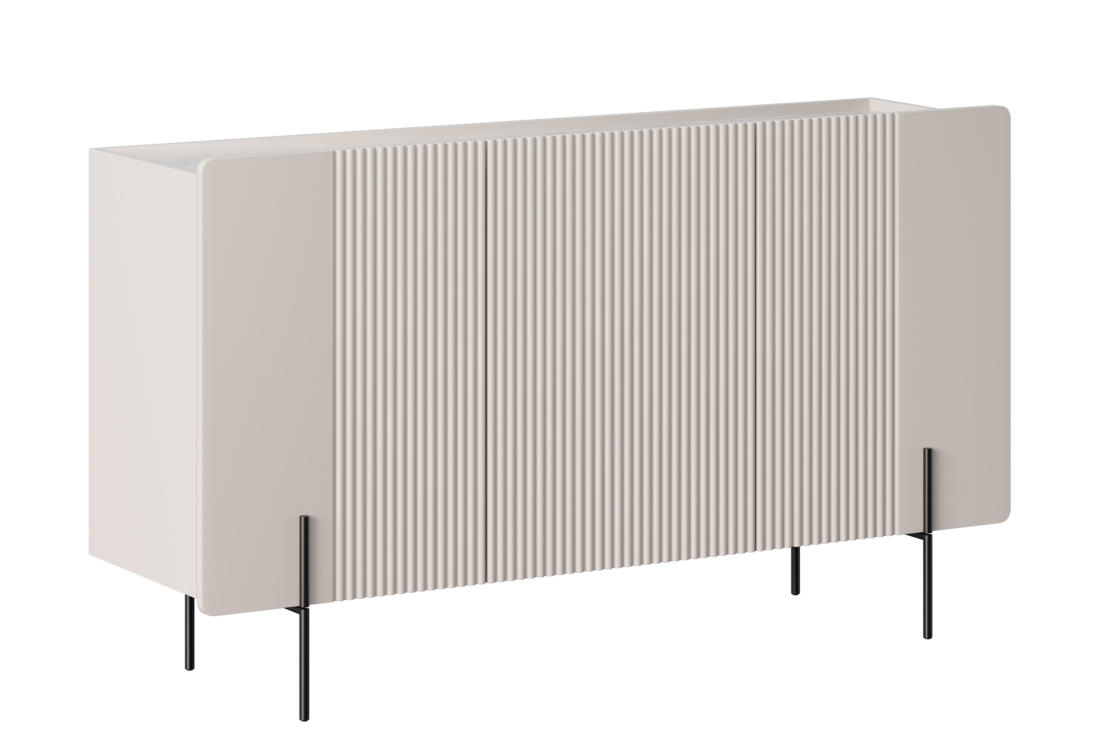 Bogart Komoda Mulmi 150 cm třídveřová - kašmír/crema bianca/černé nohy