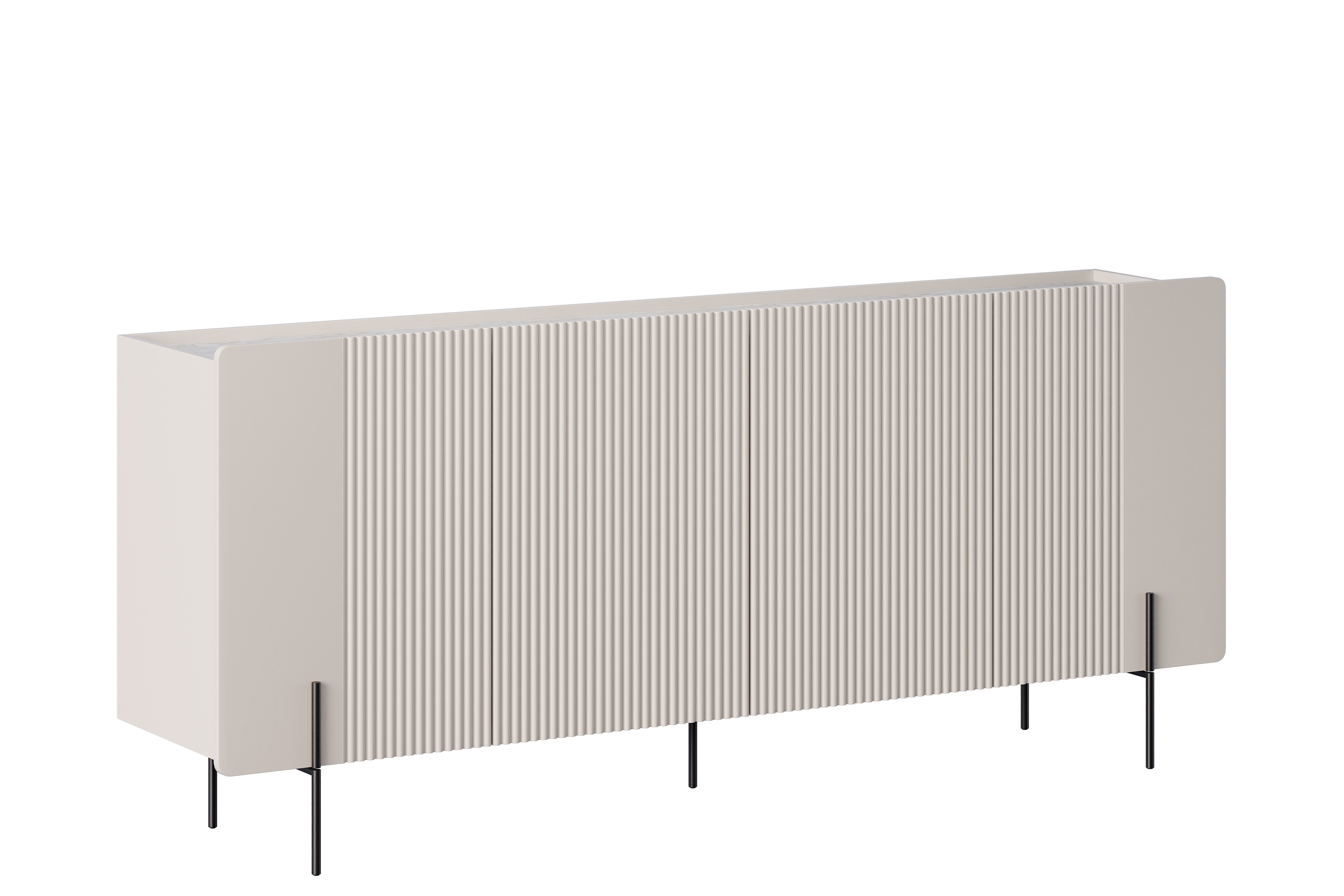 Bogart Komoda Mulmi 200 cm čtyřdveřová - kašmír/crema bianca/černé nohy