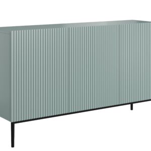Bogart Komoda Nical 150 cm třídveřová s ryhovaným čelem - šalvějová/černé nožky