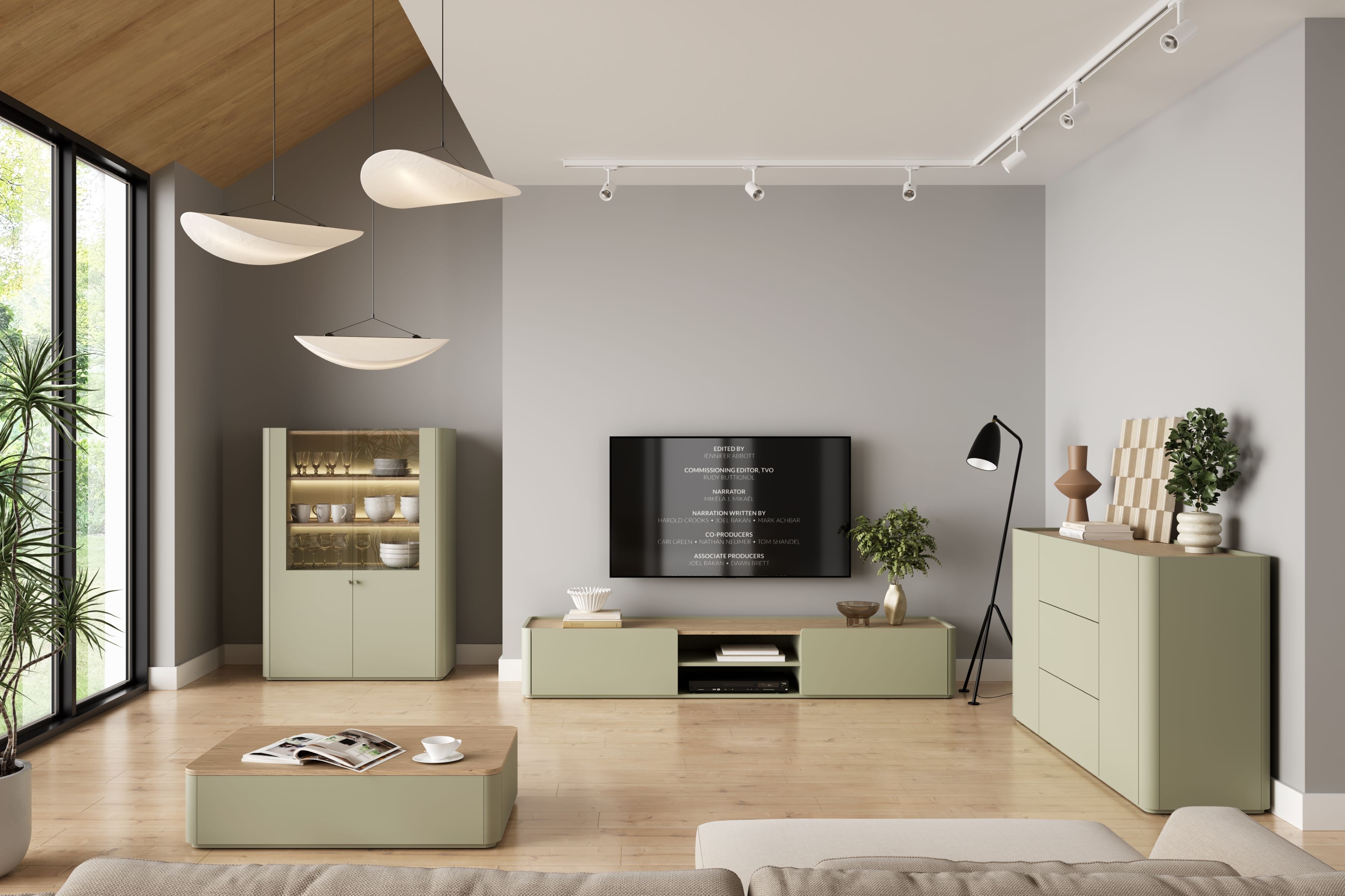 Bogart Komoda Olivo 150 cm se zásuvkami - eukalyptus/dub baltic dune - Obrázek 2