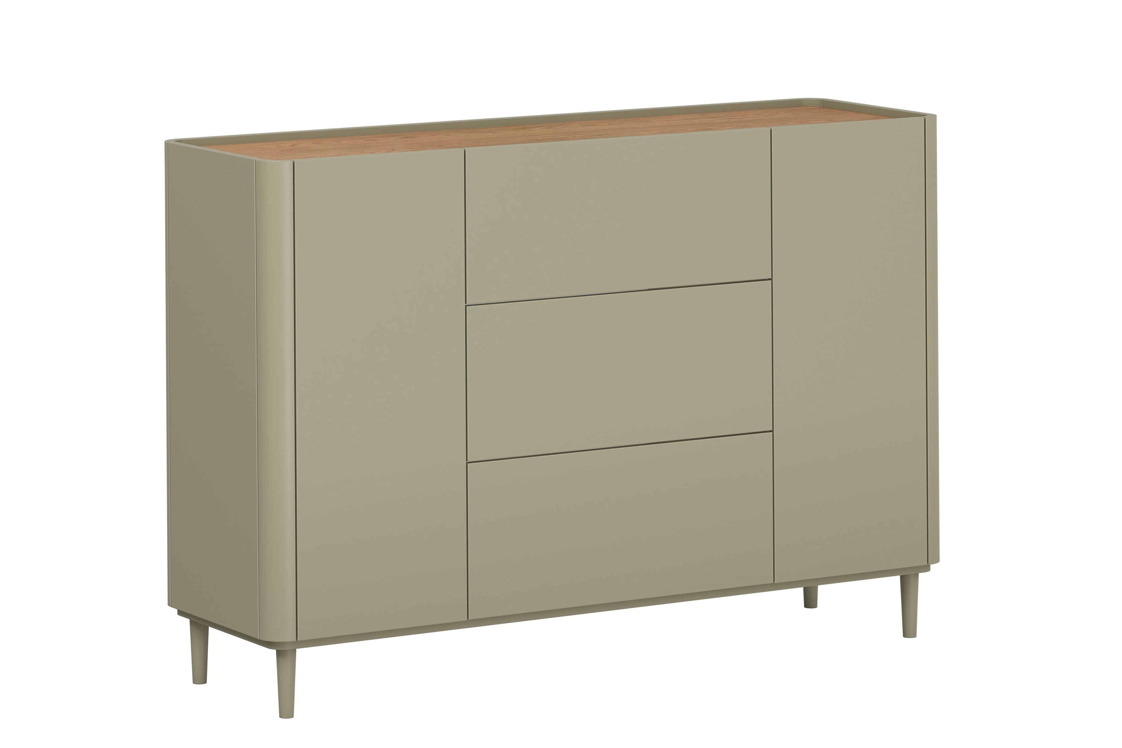 Bogart Komoda Olivo 150 cm se zásuvkami na nožičkách - eukalyptus/dub baltic dune