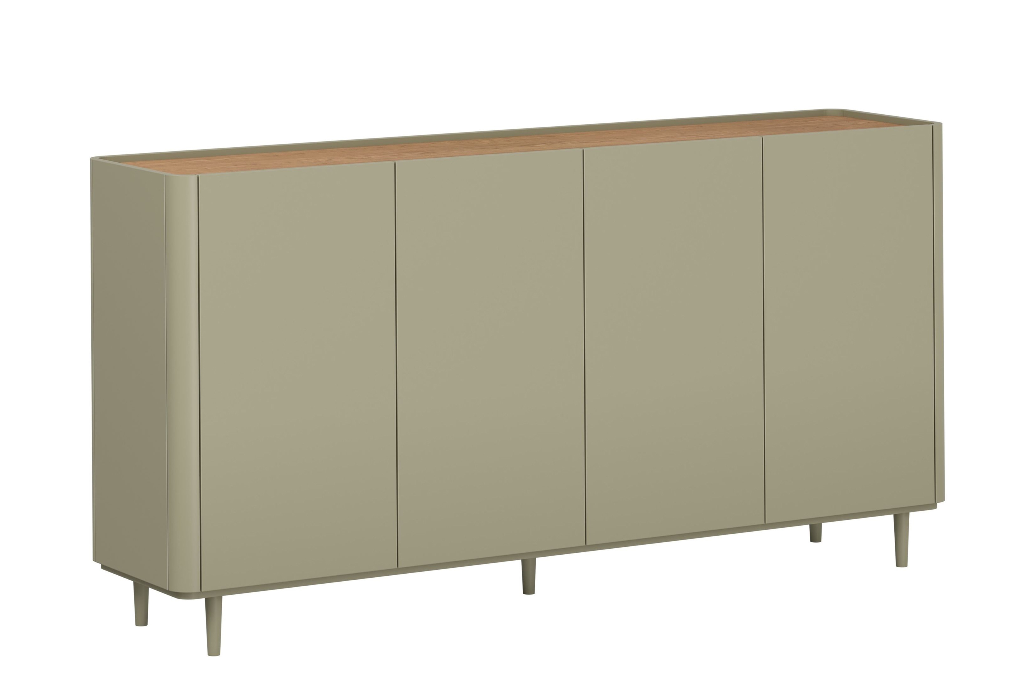 Bogart Komoda Olivo 200 cm čtyřdveřová na nožkách - eukalyptus/dub baltic dune