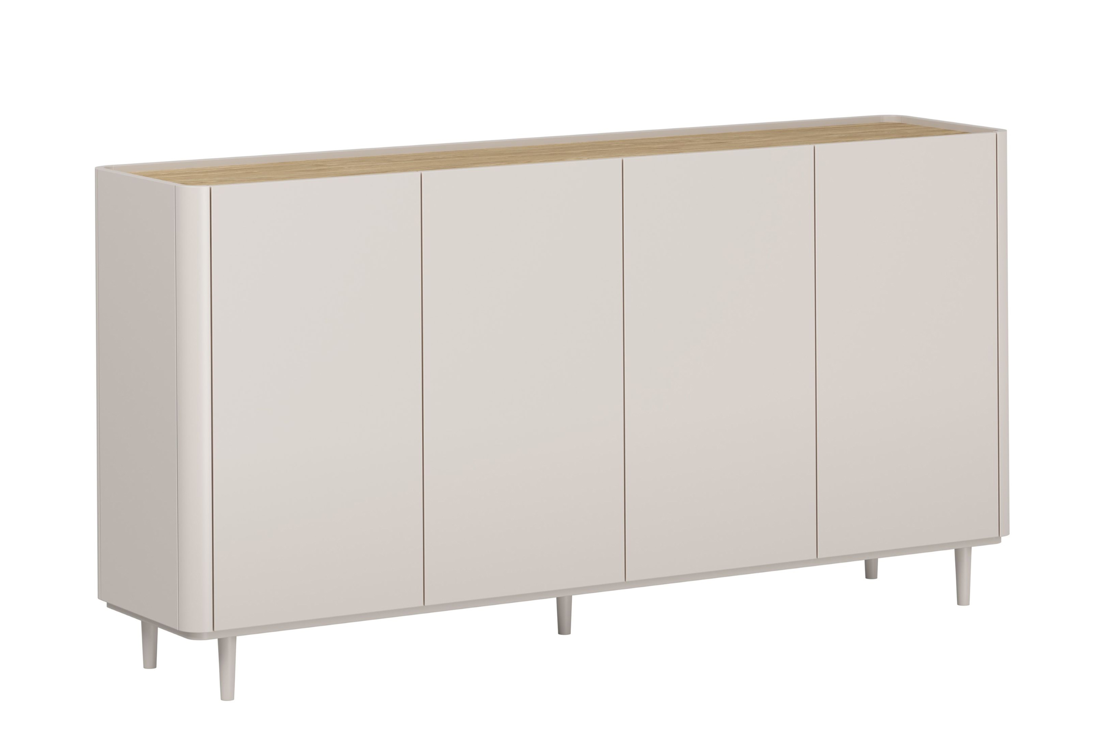 Bogart Komoda Olivo 200 cm čtyřdveřová na nožkách - kašmír/olejovaný dub