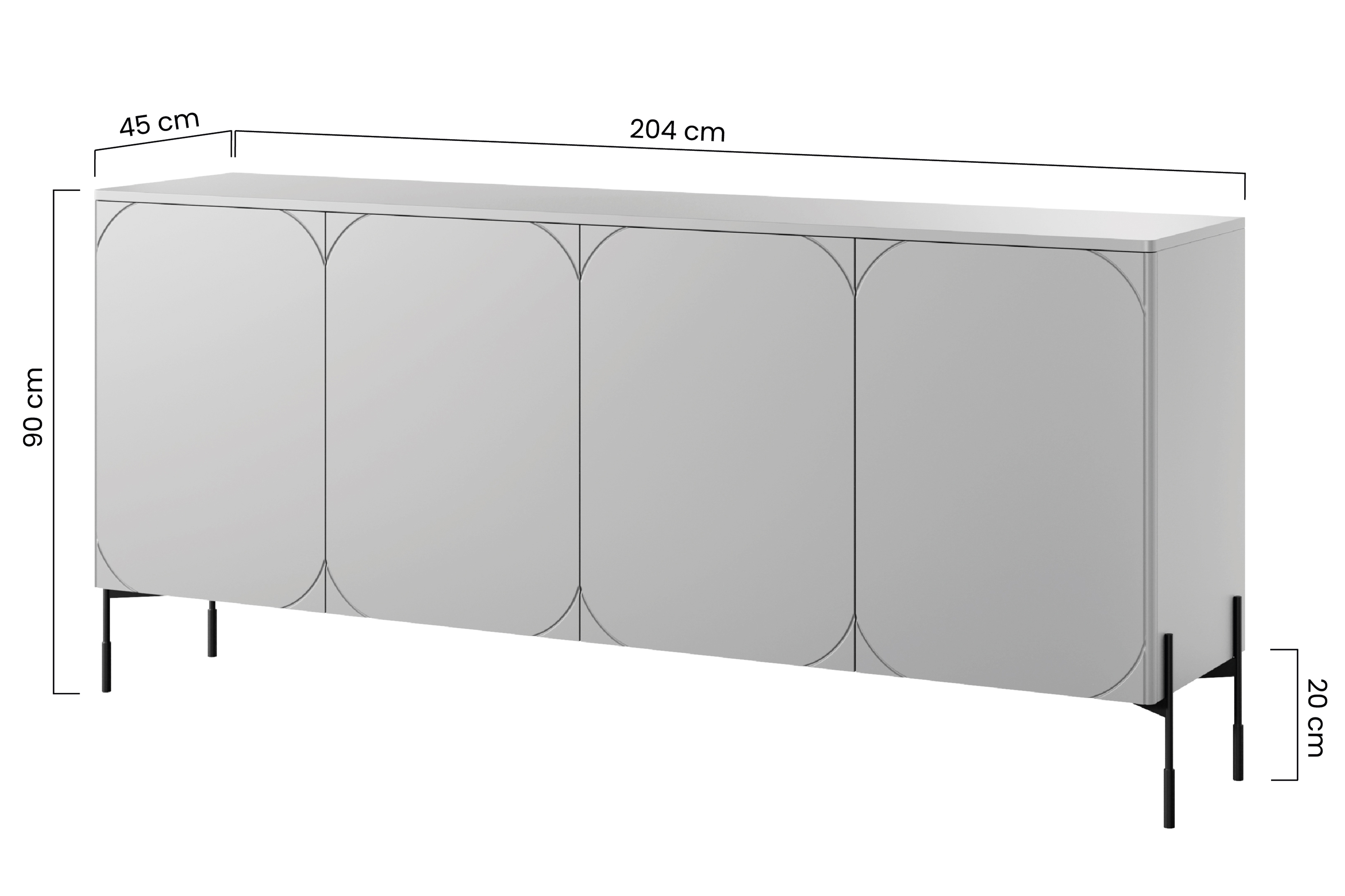 Bogart Komoda Sonita 200 cm čtyřdveřová - kašmír/černé nohy - Obrázek 2