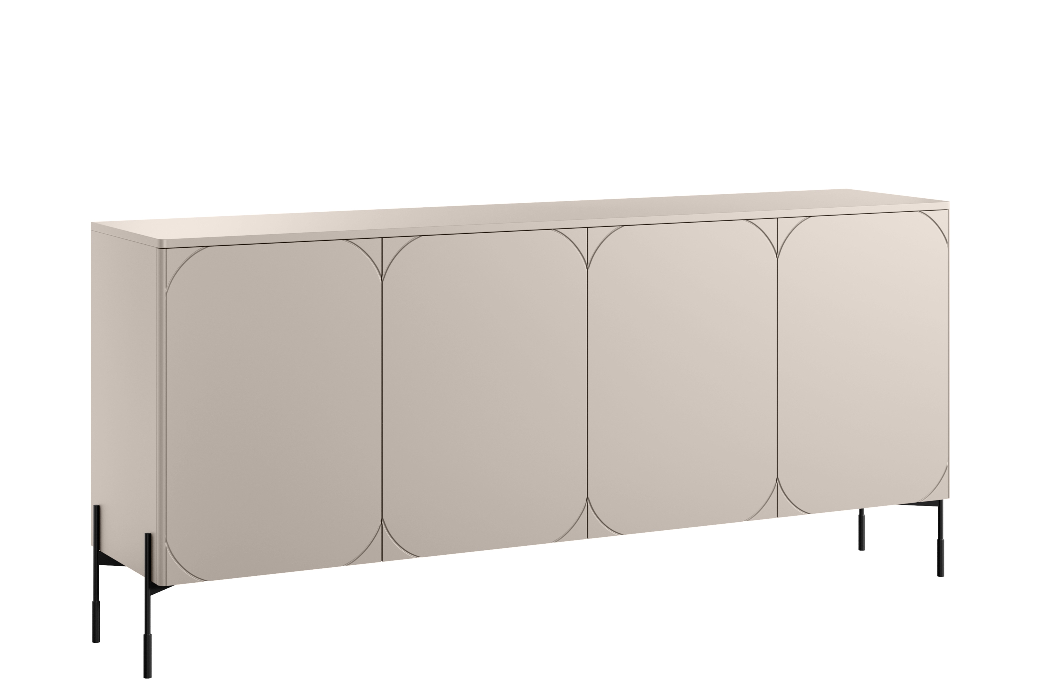 Bogart Komoda Sonita 200 cm čtyřdveřová - kašmír/černé nohy
