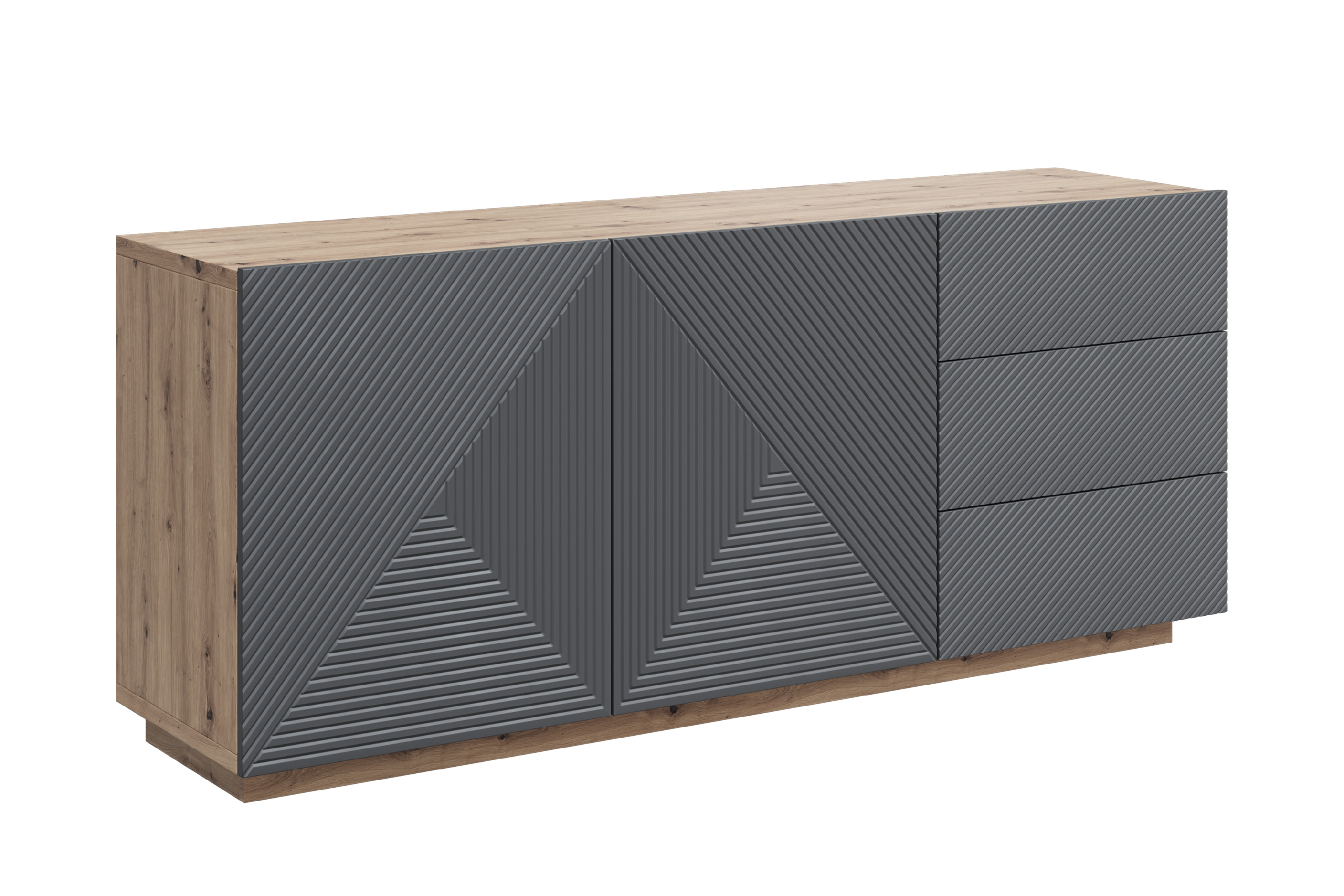 Bogart Komoda Usha 167 cm dvoudveřová se zásuvkami - artisan/rivier stone mat