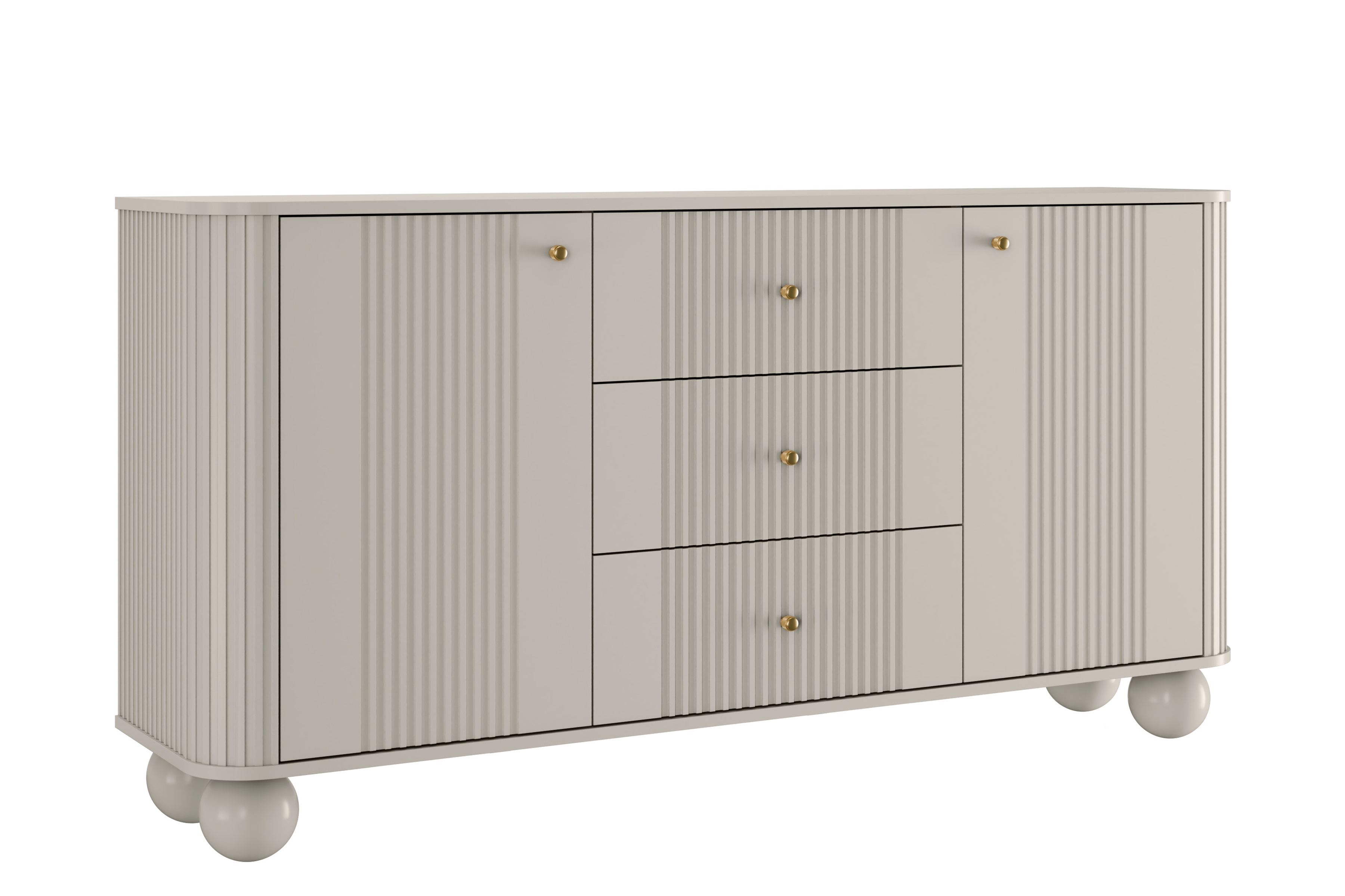 Bogart Komoda Versper 160 cm - kašmírová/zlaté úchytky/kulaté nohy kašmír