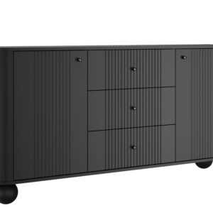 Bogart Komoda Vesner 160 cm se zásuvkami na kulových nohách - černá/černé úchyty