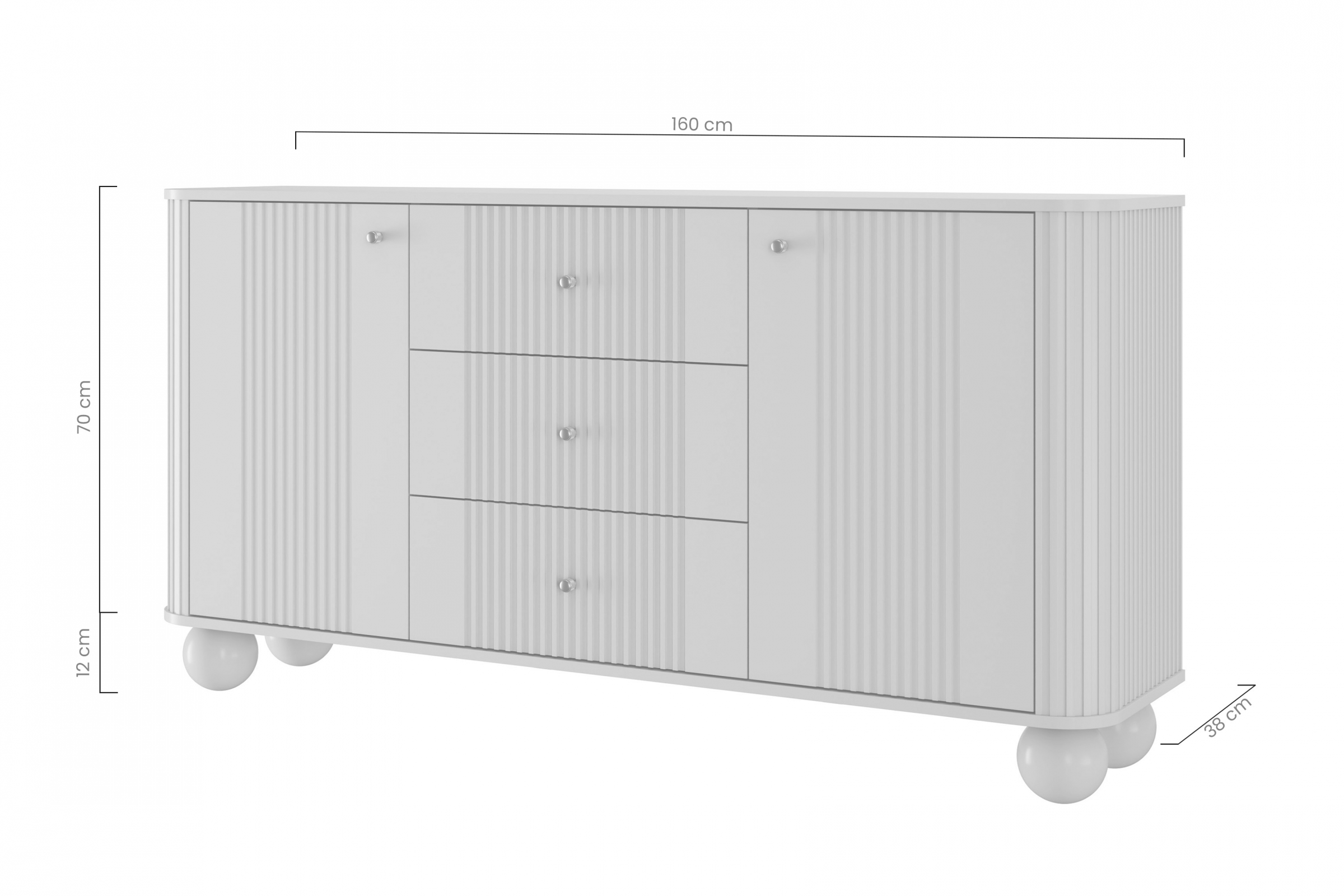 Bogart Komoda Vesner 160 cm se zásuvkami na kulových nohách - černá/zlaté úchyty/kulové nohy - Obrázek 2