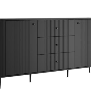Bogart Komoda Vesner 160 cm se zásuvkami na nožkách - černá/černé nohy
