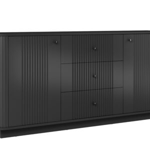 Bogart Komoda Vesner 160 cm se zásuvkami na soklu - černá/černé úchyty