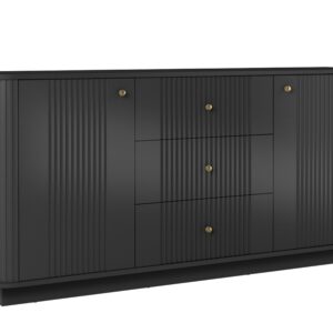 Bogart Komoda Vesner 160 cm se zásuvkami na soklu - černá/zlaté úchyty