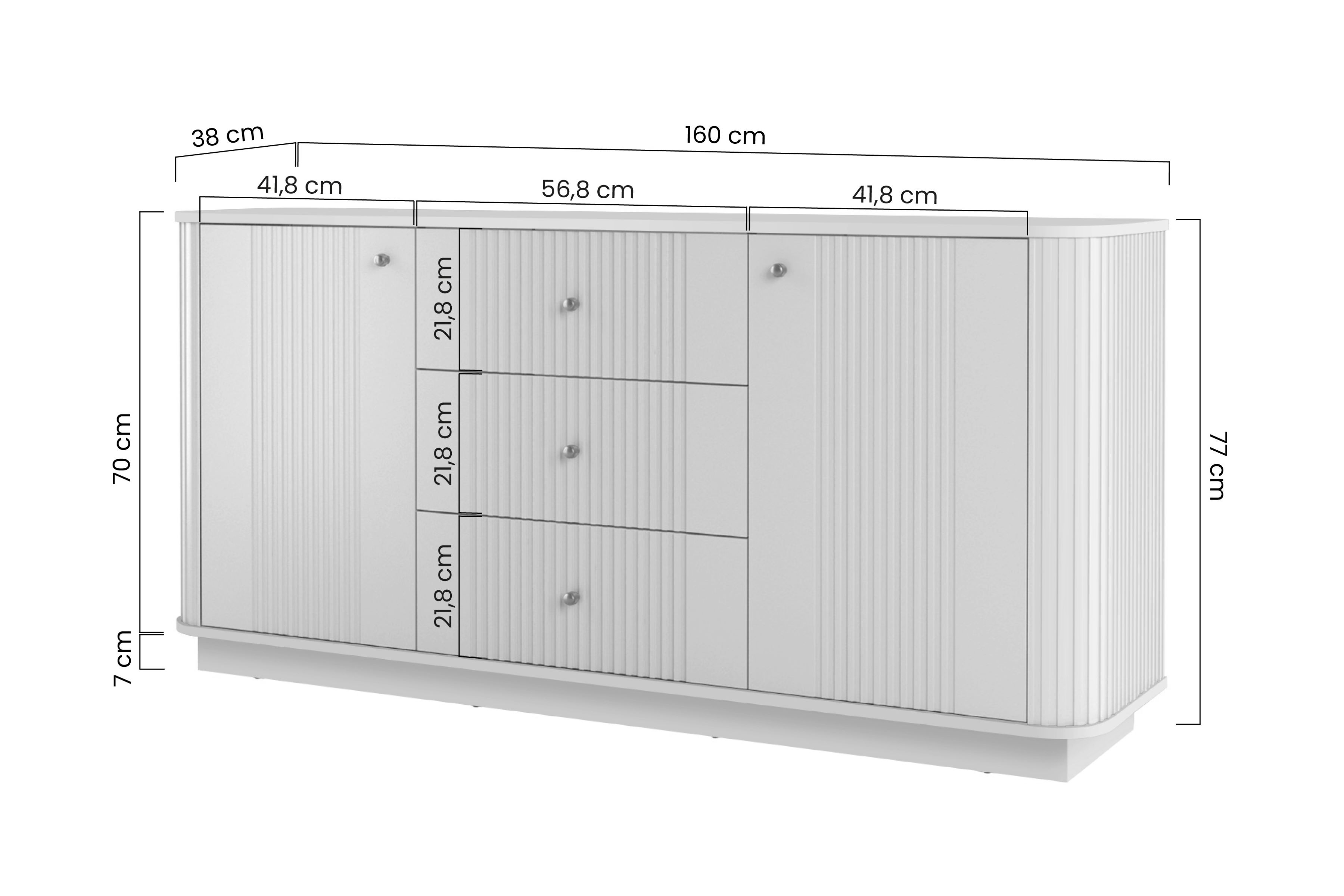 Bogart Komoda Vesner 160 cm se zásuvkami na soklu - kašmír/ořech/černé úchytky - Obrázek 2