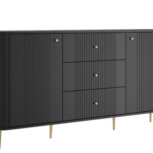 Bogart Komoda se zásuvkami Vesner 160 cm - černá/zlaté nohy